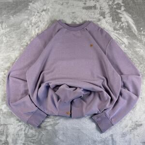 10 Trees Light Purple Blank Logo Leather Patch Pullover Sweatshirt Size XL